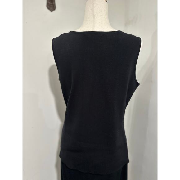 Exclusively Misook Women's Ribbed Tank Top Shell Black Sleeveless Pullover L - Picture 5 of 7